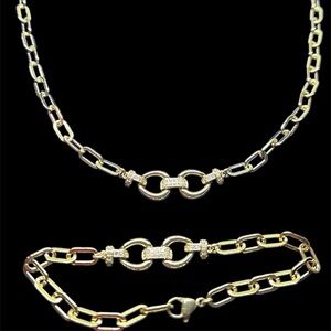 Elegant Gold and Silver Chain Necklace and bracelet